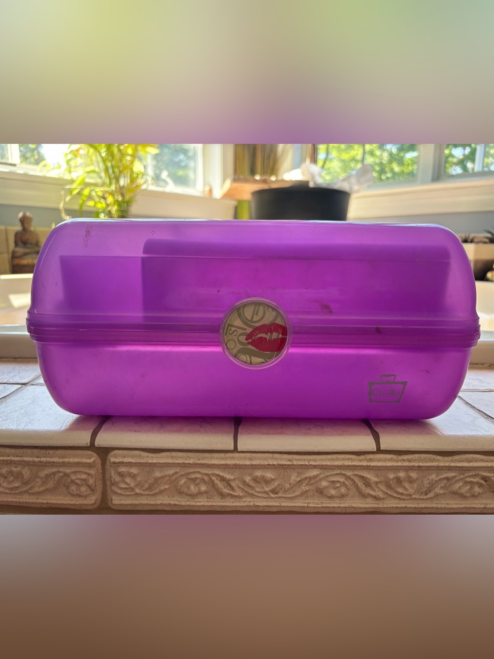 Vintage Caboodles Jellies Purple Sparkle Translucent Makeup Case Box Travel